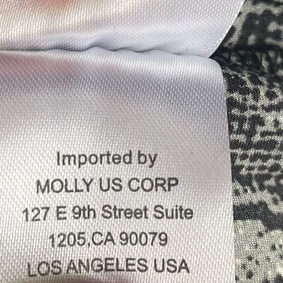 MOLLY BRACKEN Snake Print Long Sleeve Shirt Midi Dress Pleated Black Grey L - Picture 12 of 12